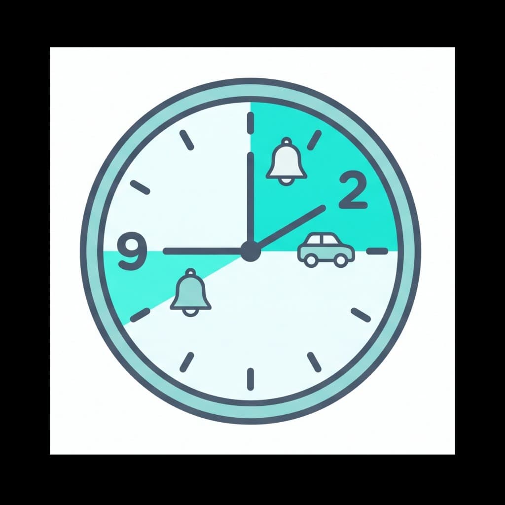 Clock showing flexible midday scheduling